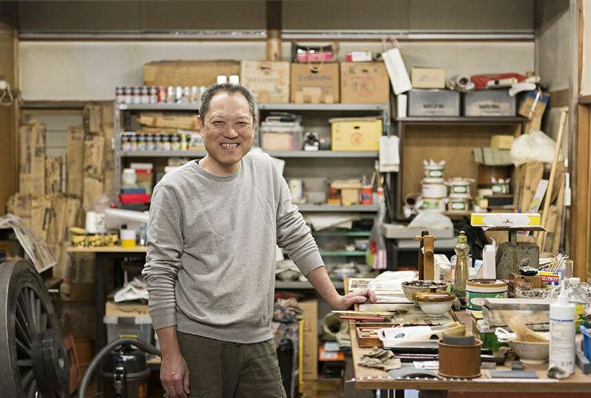 仕事場にて、野川さん近影