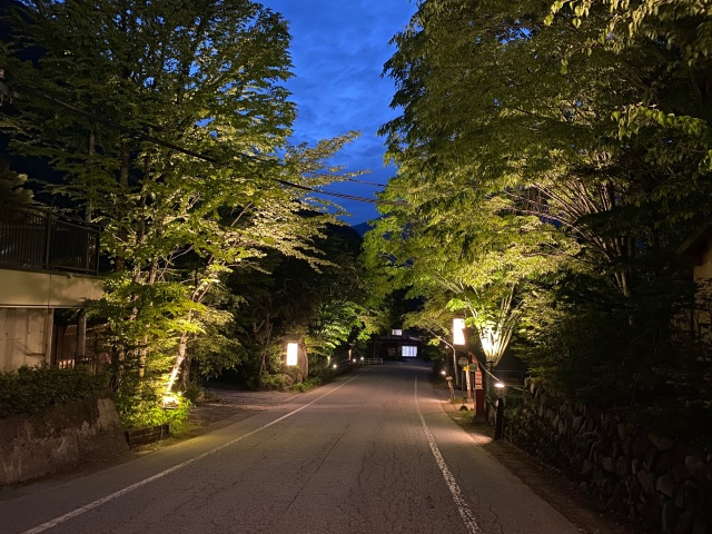 福地温泉新緑の街並みライトアップ