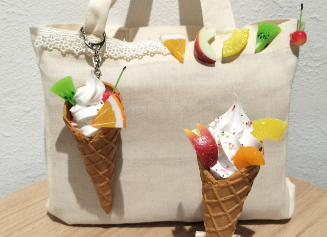 お得なクーポン配布中！！食品サンプル作り体験「ソフトクリームキーホルダー」　